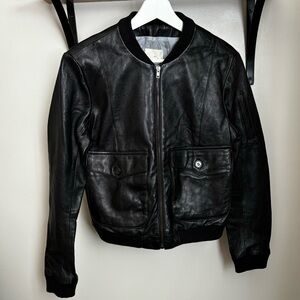 Boy. Band of Outsiders Black Leather Bomber Jacket size 3 (S)